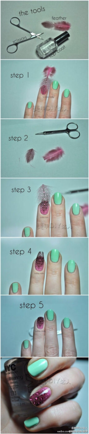 Cool Nail Art Ideas -Easy Feather Texture Nails - - Easy Nail Art Tutorials - Fun and Easy DIY Nail Designs - Step By Step Tutorials and Instructions for Manicures at Home 