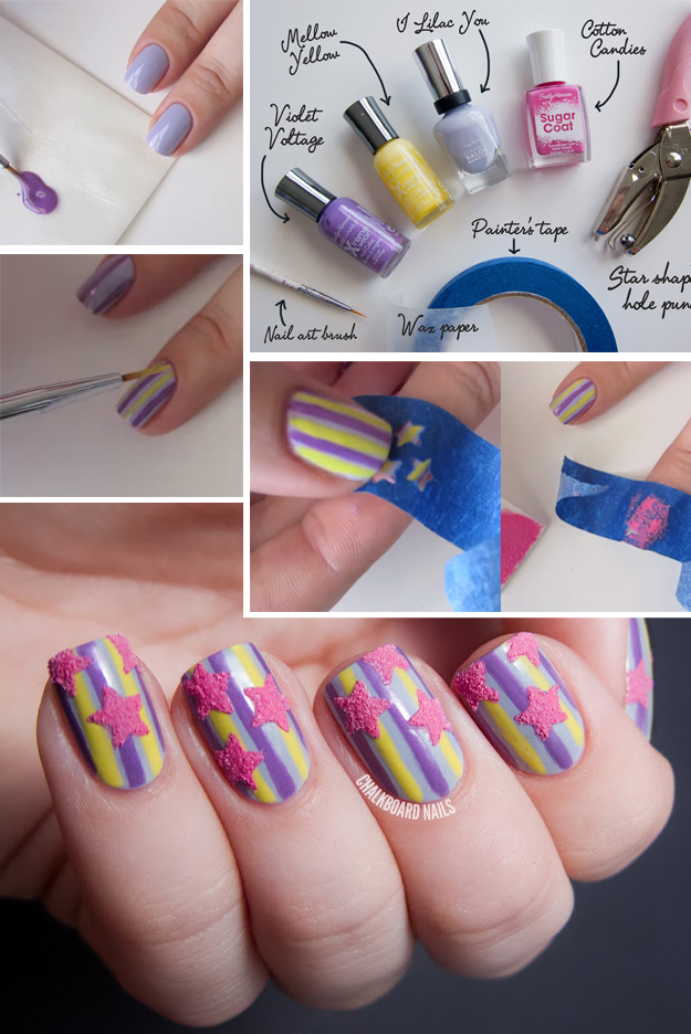 Cool Nail Art Ideas -Shooting Star Nail Design Tutorial - Candy Coat Stars and Stripes Nail Design Tutorial - Easy Nail Art Tutorials - Fun and Easy DIY Nail Designs - Step By Step Tutorials and Instructions for Manicures at Home 