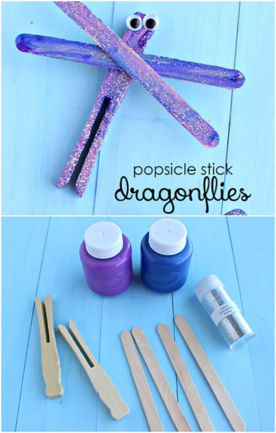 Glittery Popsicle Stick Dragonflies
