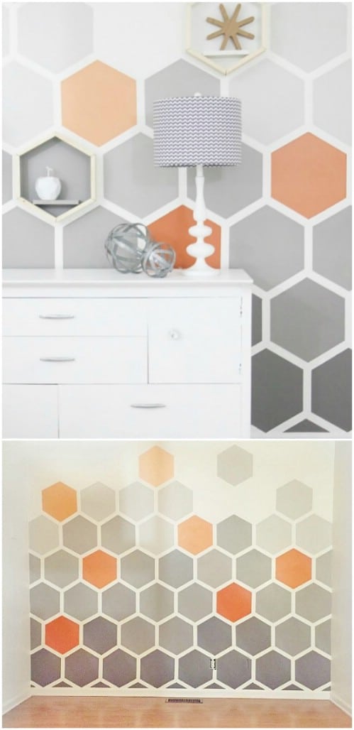 Cover your wall in ombre hexagons.