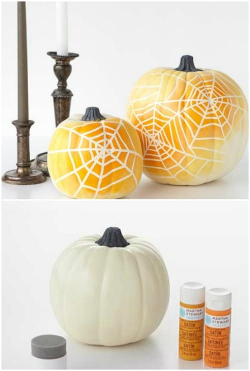 Make ombre spiderweb pumpkins to celebrate Halloween.