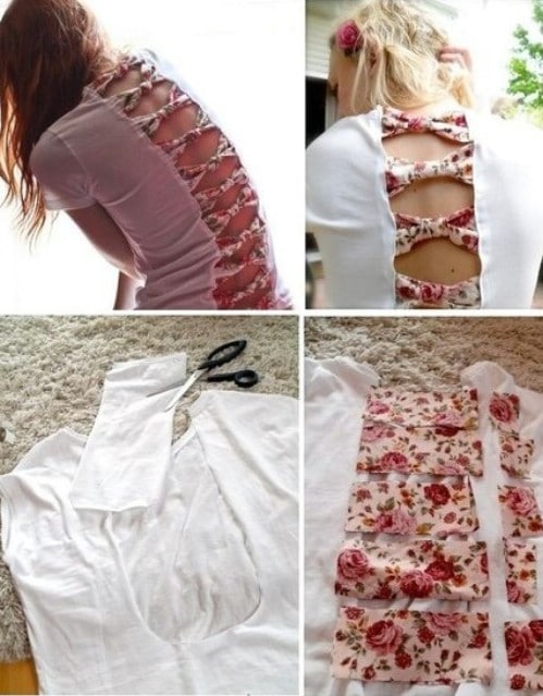 Make a line of bows along the back of your T-shirt.