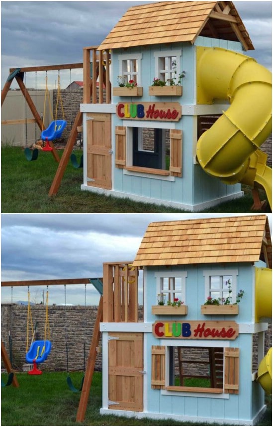 Awesome DIY Clubhouse Swing Set