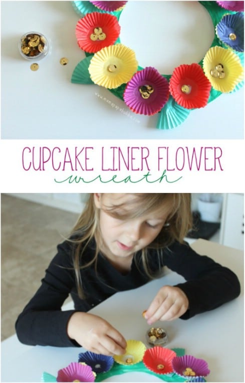 DIY Cupcake Liner Tropical Wreath