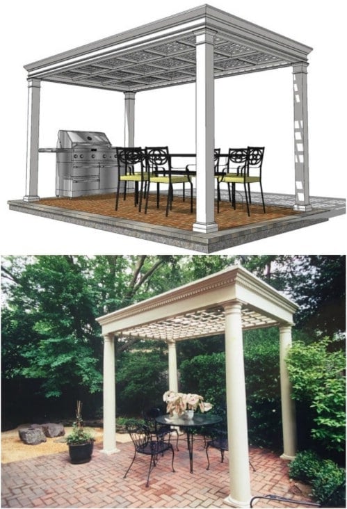Garden Pergola with Coffered Trellis Ceiling (Plans Only)