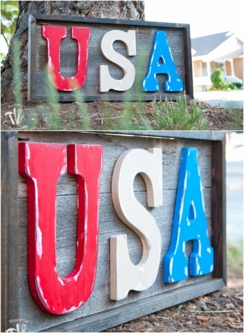 Rustic DIY USA Wooden Sign