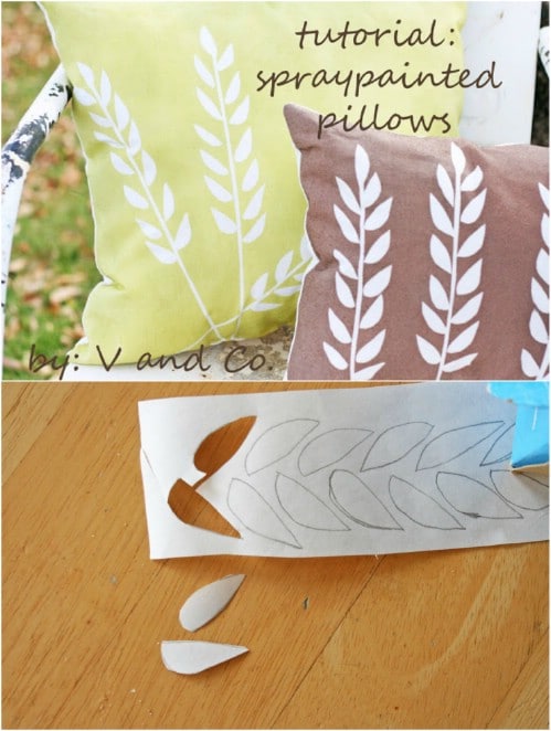 Easy Spray Painted Wheat Pillows