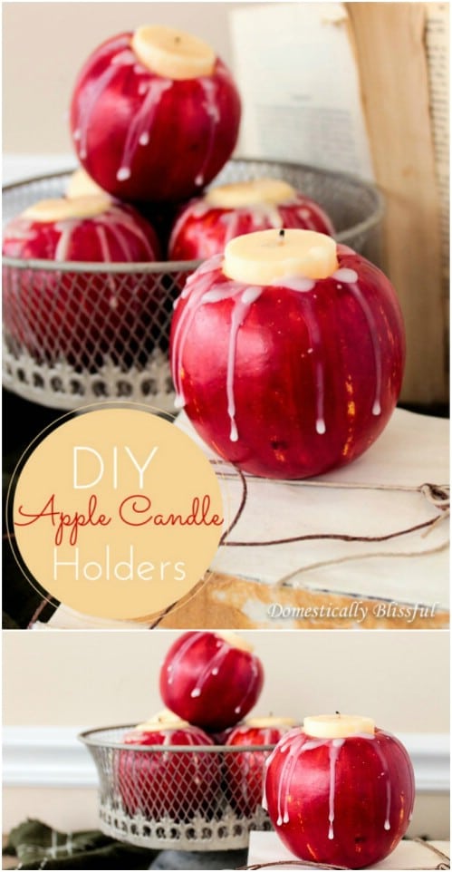 DIY Winter Apple Candleholders