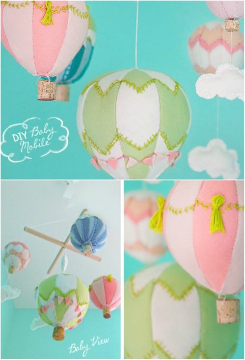 Colorful Felt Hot Air Balloons Mobile