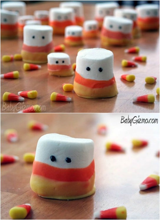 DIY Marshmallow Candy Corn Ghosts