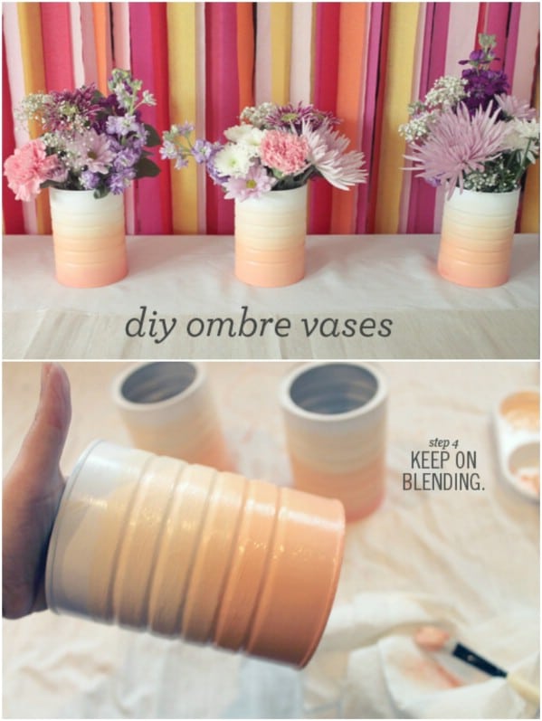 Upcycled Coffee Can Ombre Vase