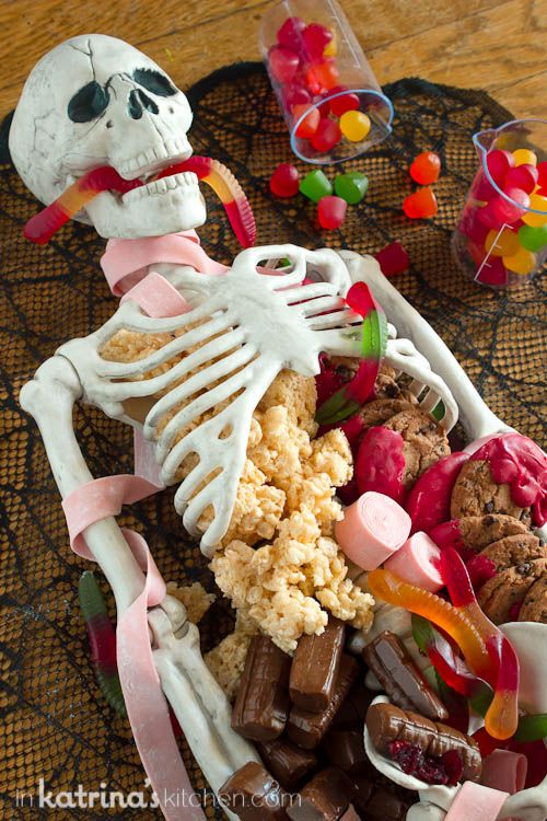 DIY Spooky Skeleton Party Platter Decor