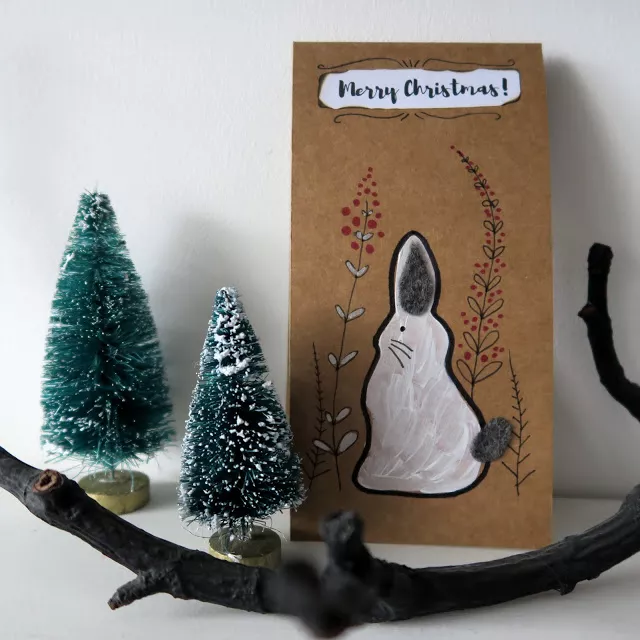 woodland bunny Christmas card