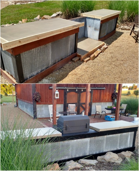 DIY Concrete And Corrugated Steel Outdoor Kitchen