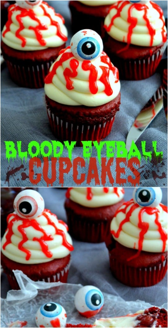 Gruesome Bloody Eyeball Cupcakes
