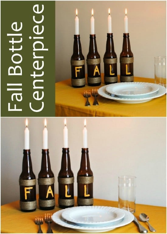 Upcycled Bottle Fall Centerpiece