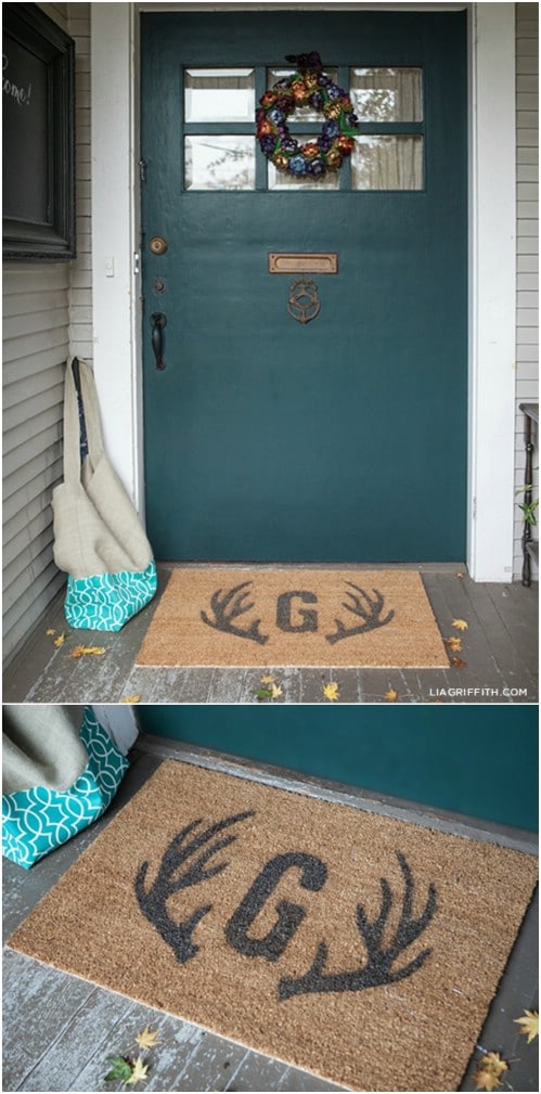 Easy DIY Stenciled Door Mat