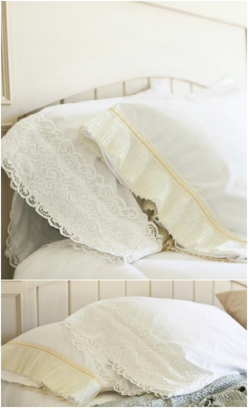 DIY Shabby Chic Lace Pillowcase