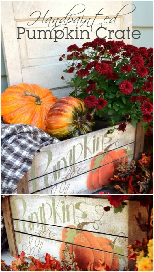 Painted Fall Distressed Pumpkin Crate