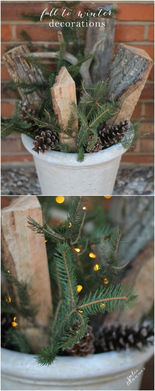 Easy And Cheap Rustic Winter Planter