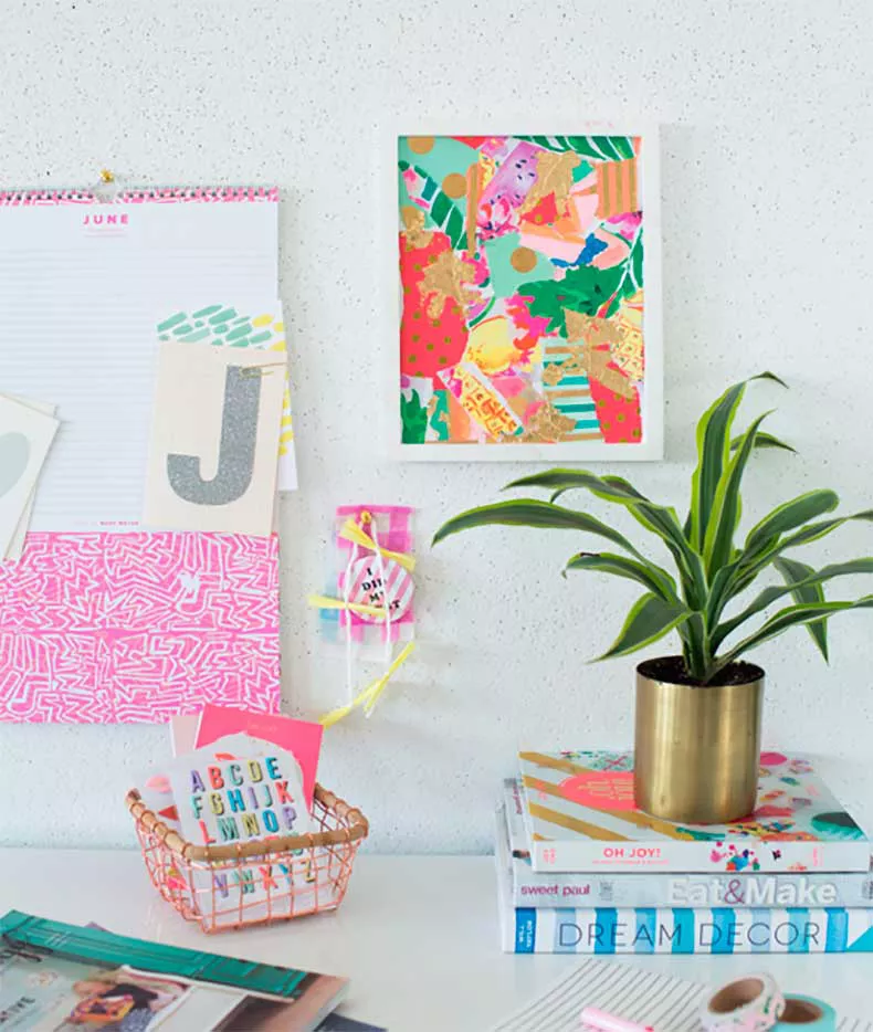 diy wrapping paper collage wall art