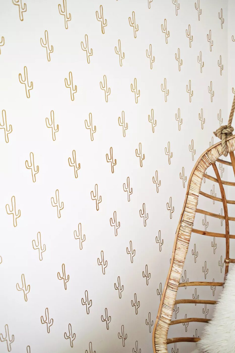DIY Gold Cactus Wallpaper