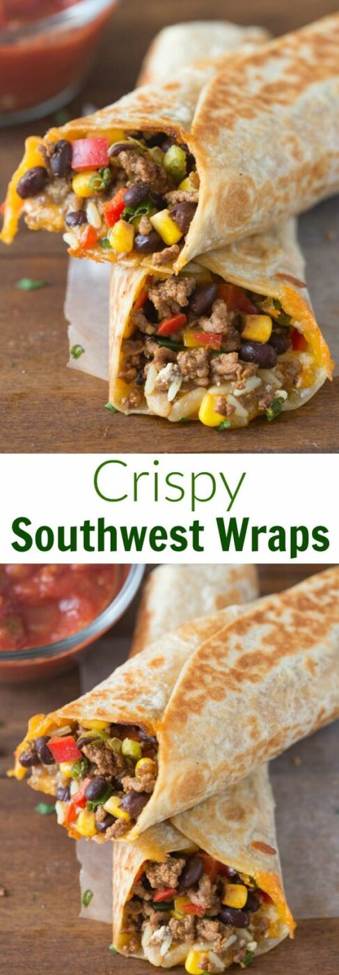 Crispy Southwest Wraps Recipe via Tastes Better From Scratch - These "are one of our go-to, easy meals. They take less than 30-minutes and my family loves them!" - The BEST 30 Minute Meals Recipes - Easy, Quick and Delicious Family Friendly Lunch and Dinner Ideas #30minutemeals #30minutedinners #thirtyminutedinners #30minuterecipes #fastrecipes #easyrecipes #quickrecipes #mealprep