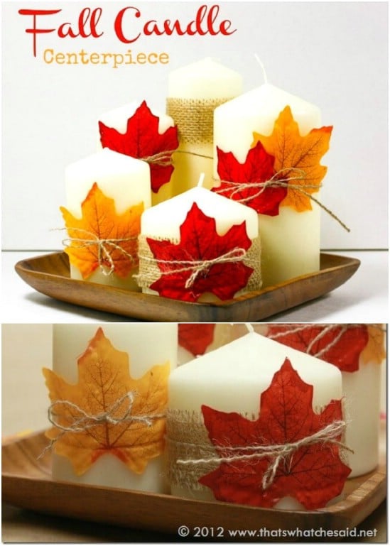 Decorated Fall Candle Centerpiece