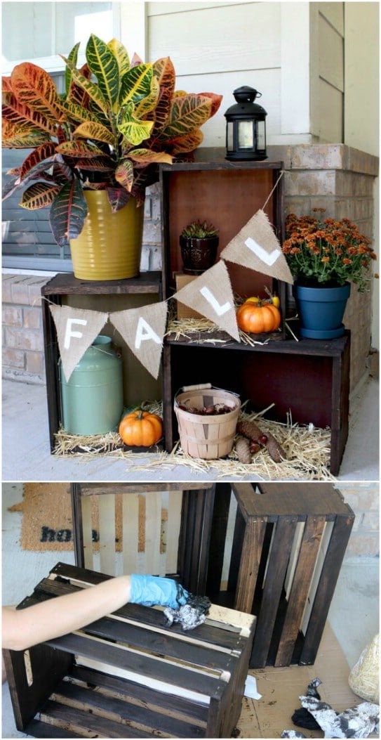 Rustic Fall Crate Porch Display