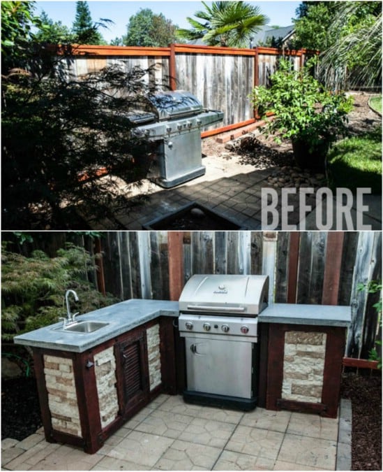Upcycled Wood And Brick Outdoor Kitchen