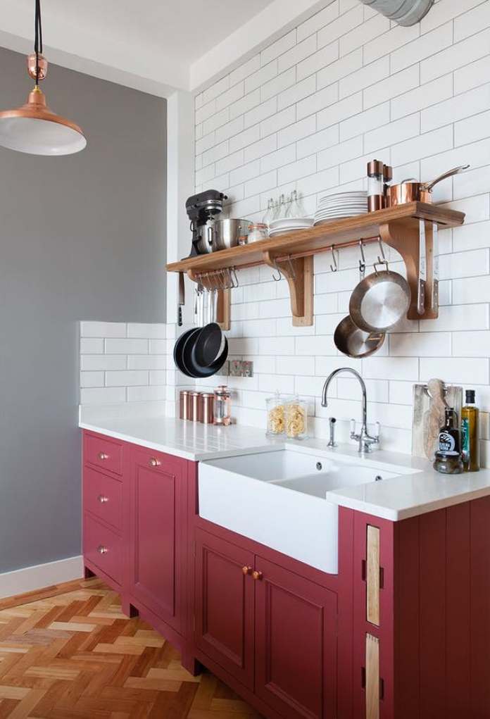 Dark Red Rose Kitchen Cabinet Paint Idea