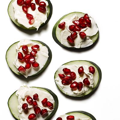 Cucumber Cream Cheese Pomegranate Bites | +25 Healthy Holiday Snacks