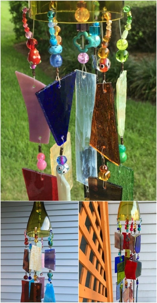 Upcycled Stained Glass Sun Catcher Wind Chime
