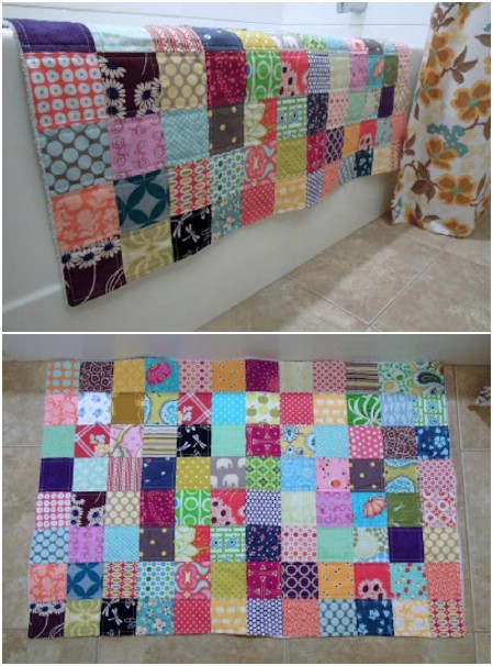 Rustic Quilted Patchwork Bath Mat