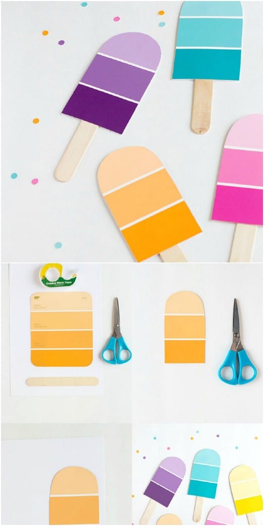 DIY Paint Chip Popsicle Party Invitations