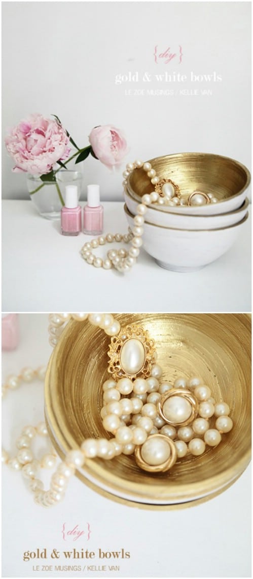 DIY Gold And White Bowls