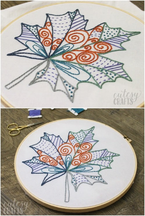 Fall Leaf Embroidery Pattern