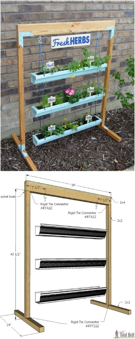 Adorable Hanging Gutter Planter And Stand