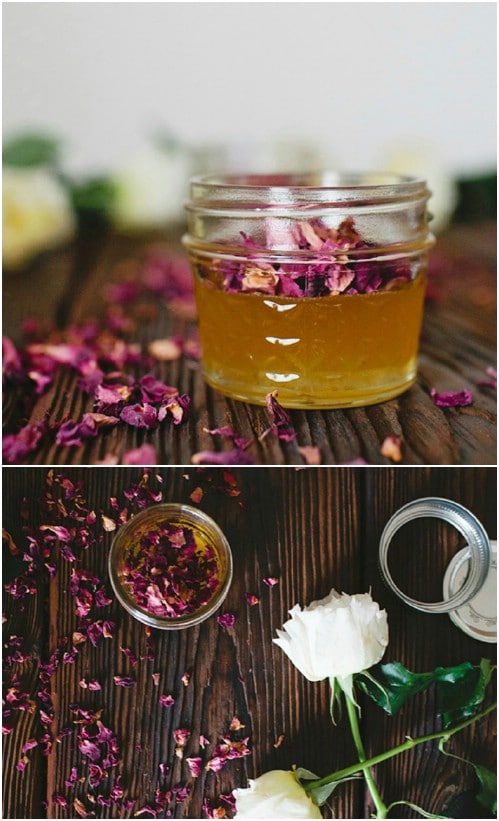 Homemade Rose Petal Infused Honey