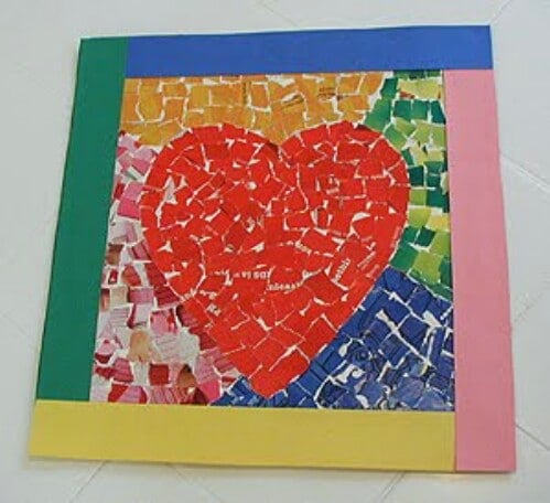 Mosaic Heart - 20 Adorable And Easy DIY Valentine's Day Projects For Kids