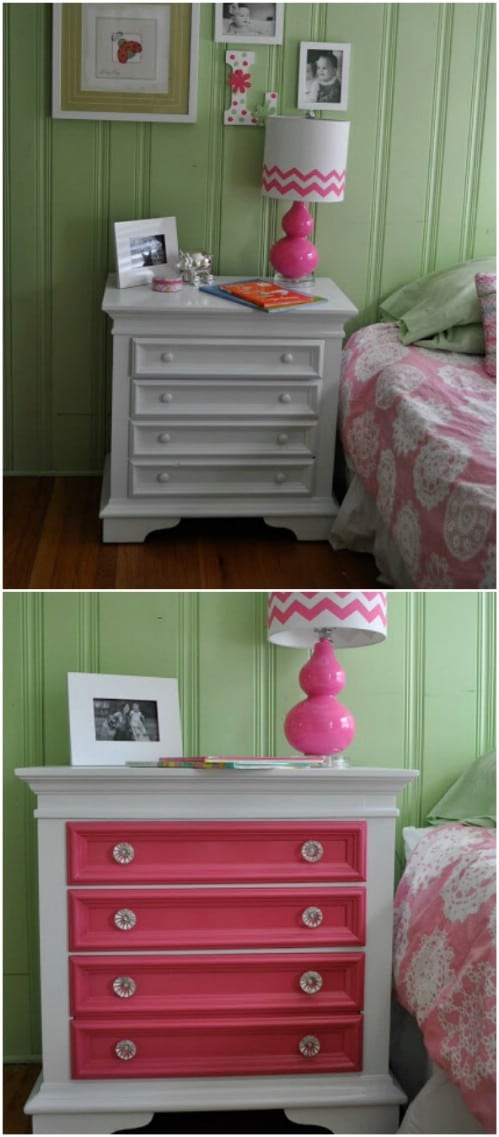 Just paint the drawers in a chest of drawers for a splash of vibrant color.