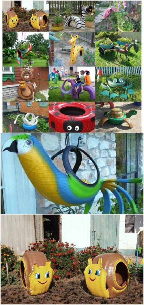 Upcycled Tire Garden Animals