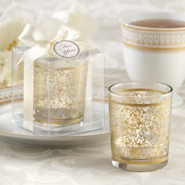 9.Golden Renaissance Glass Tea Light Holder