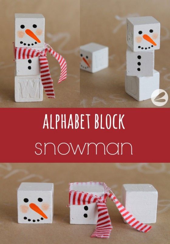Alphabet block snowman - 25+ snowman crafts and fun food ideas - NoBiggie.net