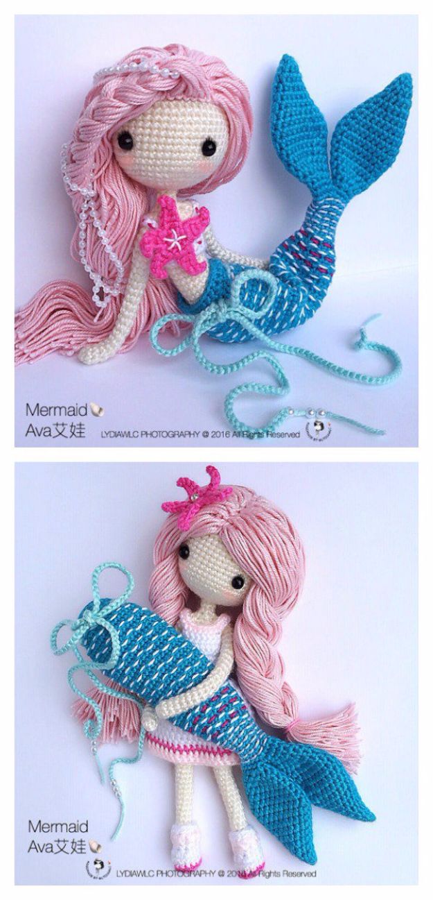 DIY Mermaid Crafts - Amigurumi Mermaid - How To Make Room Decorations, Art Projects, Jewelry, and Makeup For Kids, Teens and Teenagers - Mermaid Costume Tutorials - Fun Clothes, Pillow Projects, Mermaid Tail Tutorial http://diyprojectsforteens.com/diy-mermaid-crafts