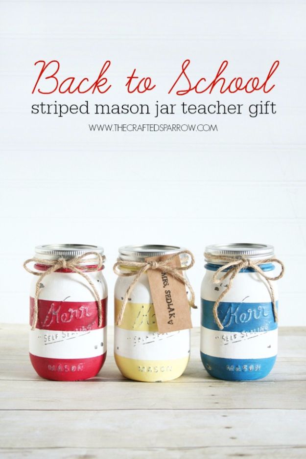 DIY School Supplies - Back To School Mason Jar Teacher Gift - Easy Crafts and Do It Yourself Ideas for Back To School - Pencils, Notebooks, Backpacks and Fun Gear for Going Back To Class - Creative DIY Projects for Cheap School Supplies - Cute Crafts for Teens and Kids http://diyprojectsforteens.com/diy-back-to-school-supplies