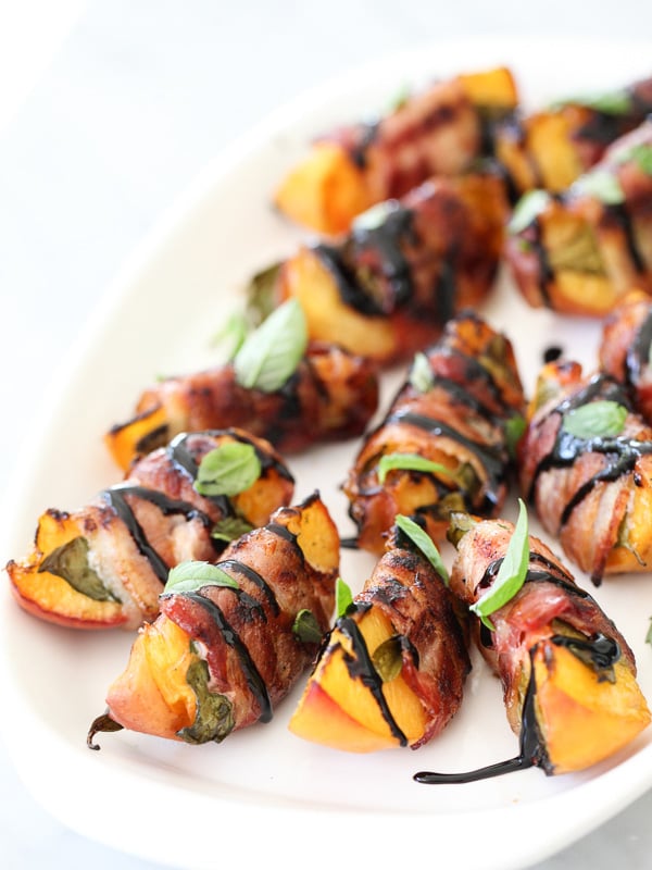 Bacon Wrapped Grilled Peaches with Balsamic Glaze | 25+ Peach recipes