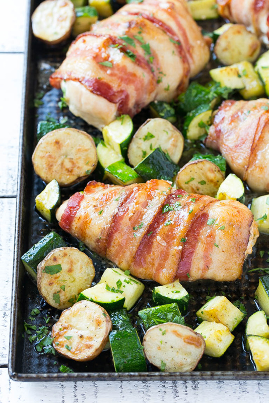 Bacon Wrapped Stuffed Chicken | 25+ Sheet Pan Dinner Recipes
