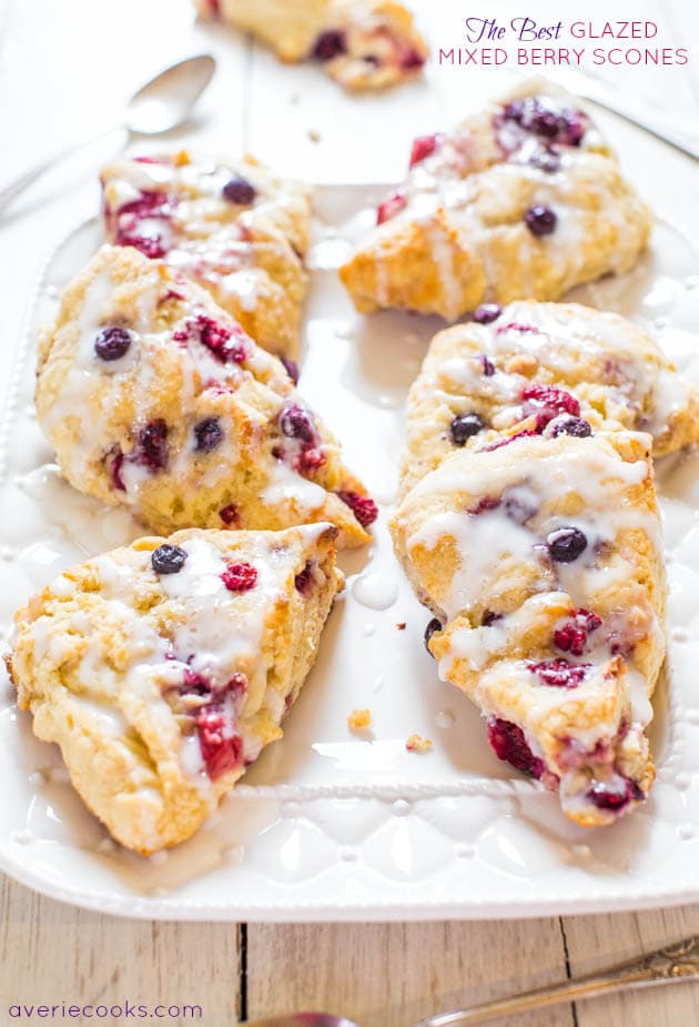 Best Glazed Mixed Berry Scones + 50 Delicious Berry Recipes... refreshingly sweet treats that you can enjoy all summer long!