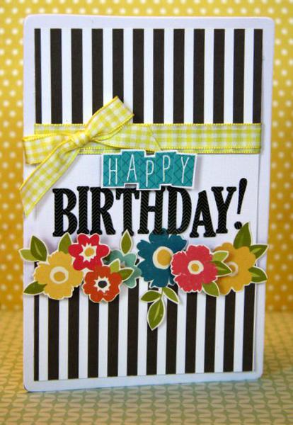 Black and White Stripes Happy Birthday Card | 25+ Handmade Cards